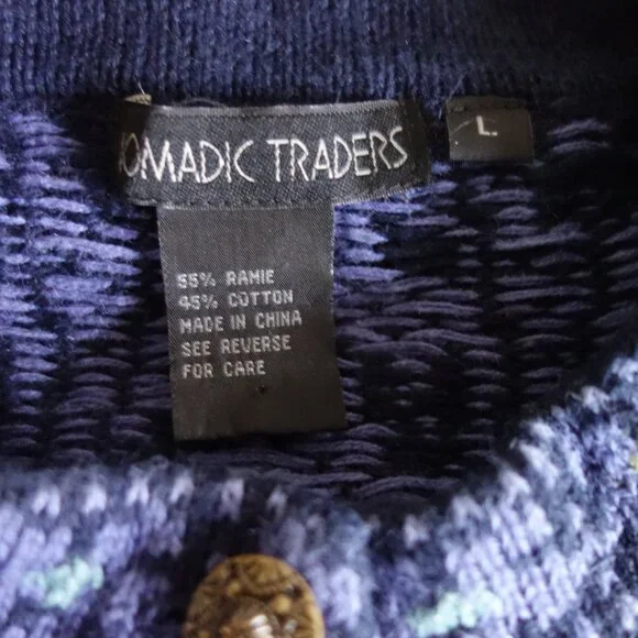 NOMADIC TRADERS Knitted Floral Embroidered Purple Sweater – Wmns Large - Picture 2 of 9